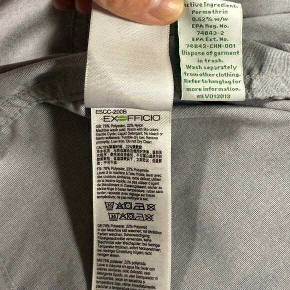 ExOfficio Insect Shield Shirt Mens XL Gray Long Sleeve Hiking Travel UPF 30 - Picture 6 of 8